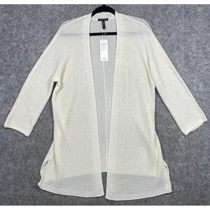 Eileen Fisher Kimono Cardigan Sweater Ivory Organic Cotton Medium New